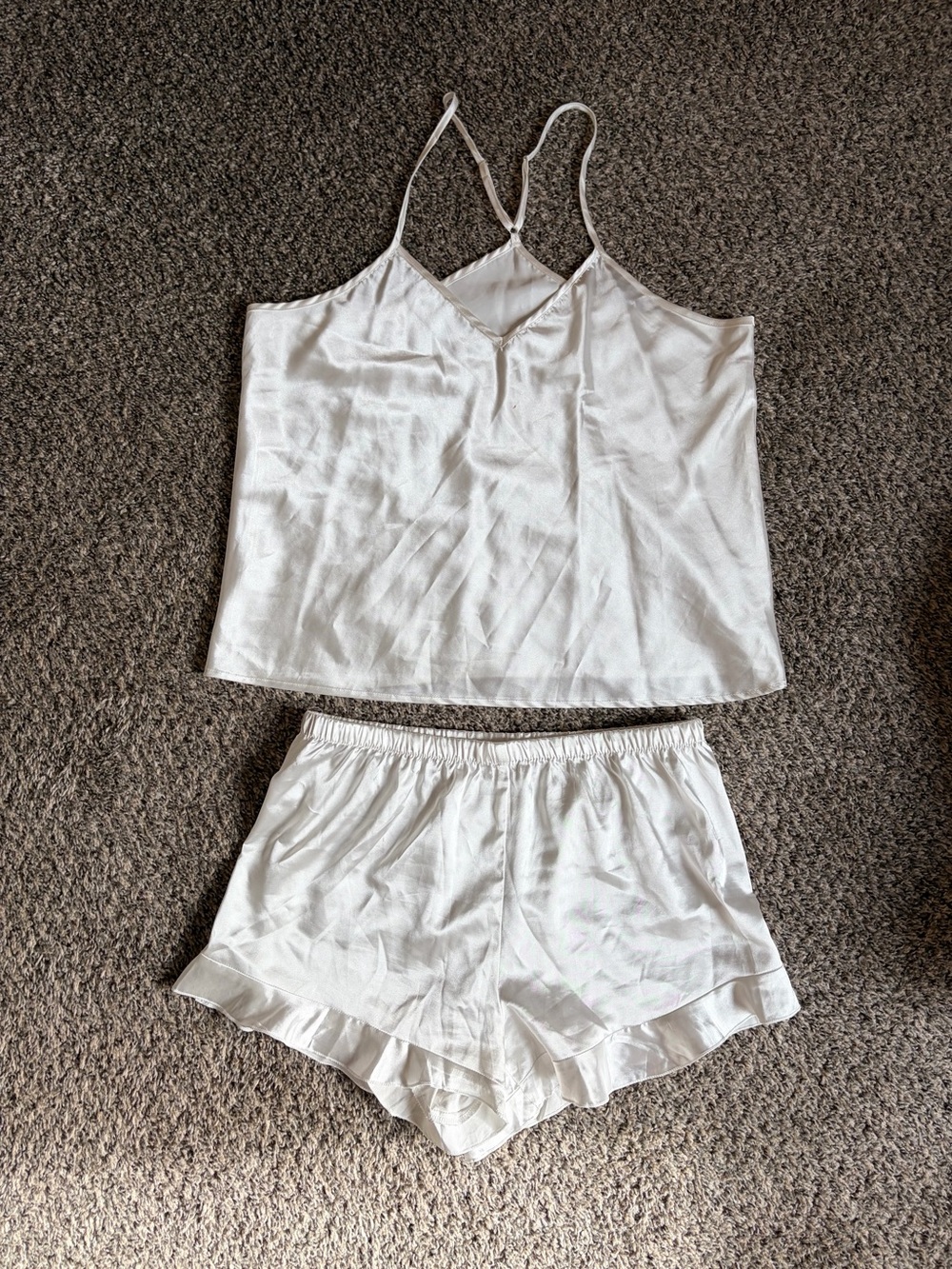 Women's White Satin Cami & Short Sleep Set